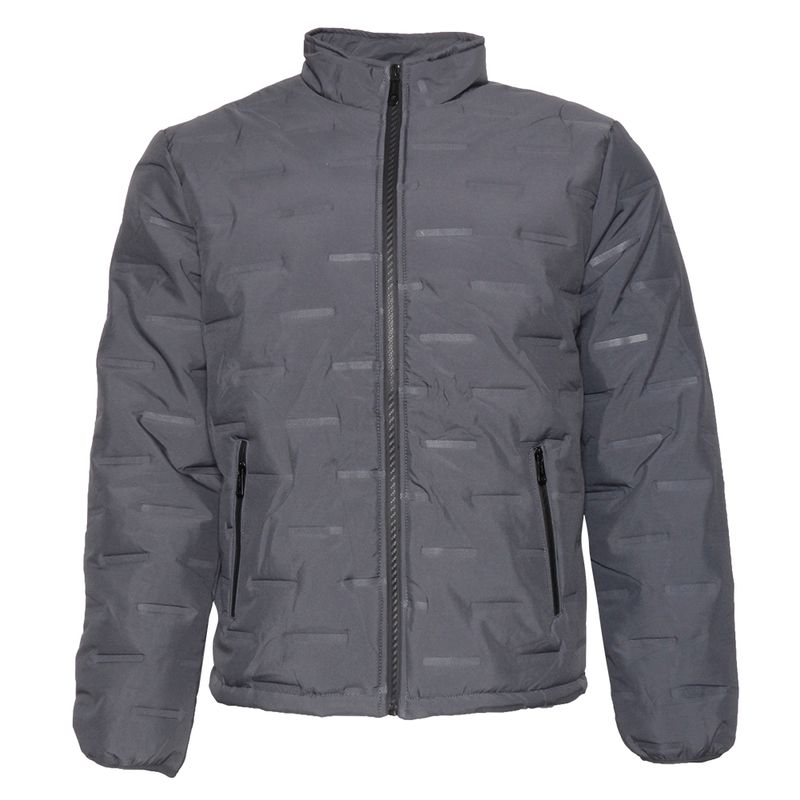 Mens Puffer Jacket Warm Lining Mechanical Stretch Zip Front Pockets Grey